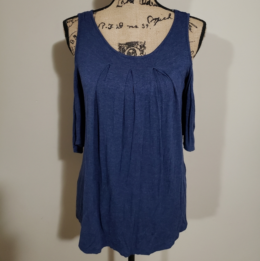 Max Studio Cold Shoulder Blue Blouse